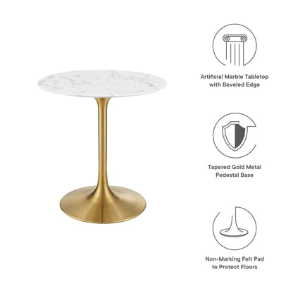 Modway - Lippa 28" Round Faux Marble Dining Table by Modway  Bar and Dining Bar and Dining Tables White - EEI-3213-GLD-WHI