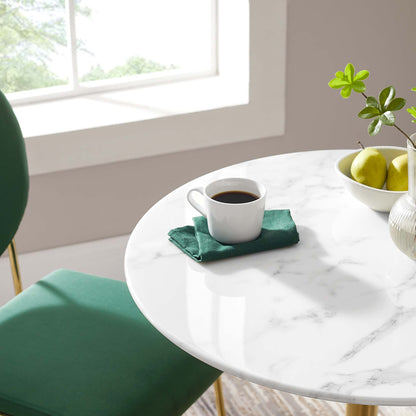 Modway - Lippa 28" Round Faux Marble Dining Table by Modway  Bar and Dining Bar and Dining Tables White - EEI-3213-GLD-WHI