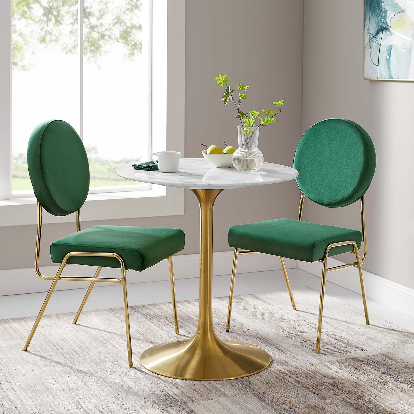 Modway - Lippa 28" Round Faux Marble Dining Table by Modway  Bar and Dining Bar and Dining Tables White - EEI-3213-GLD-WHI