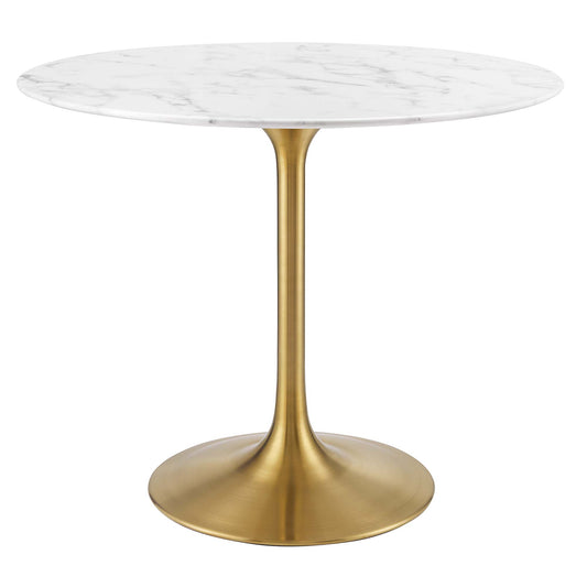 Modway - Lippa 36" Round Faux Marble Dining Table by Modway  Bar and Dining Bar and Dining Tables White - EEI-3214-GLD-WHI