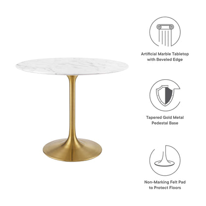 Modway - Lippa 36" Round Faux Marble Dining Table by Modway  Bar and Dining Bar and Dining Tables White - EEI-3214-GLD-WHI