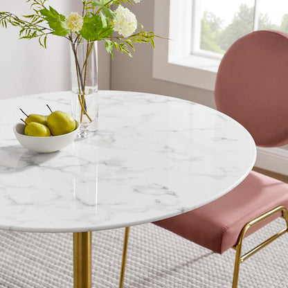 Modway - Lippa 36" Round Faux Marble Dining Table by Modway  Bar and Dining Bar and Dining Tables White - EEI-3214-GLD-WHI
