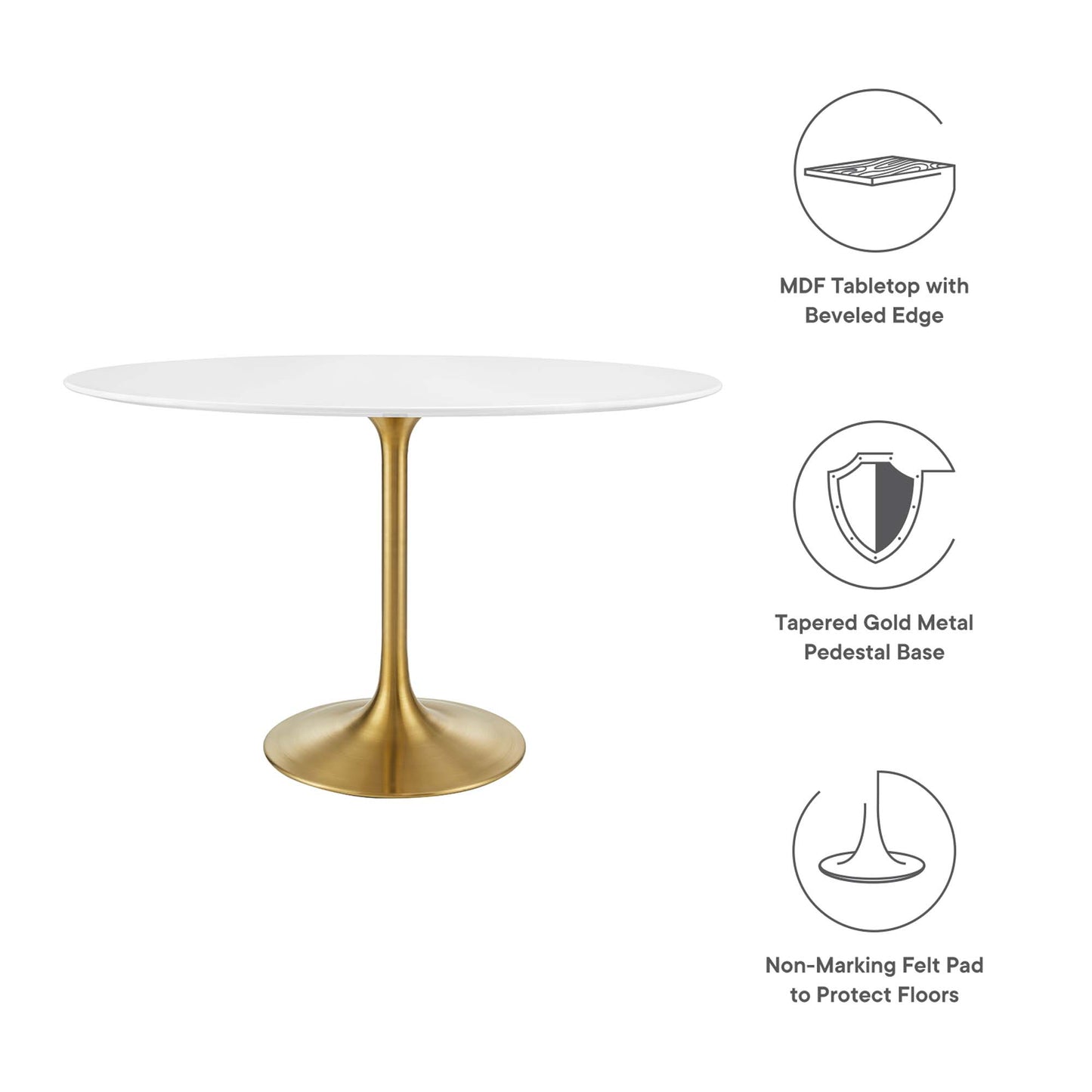 Modway - Lippa 48" Oval Wood Dining Table by Modway  Bar and Dining Bar and Dining Tables White - EEI-3215-GLD-WHI