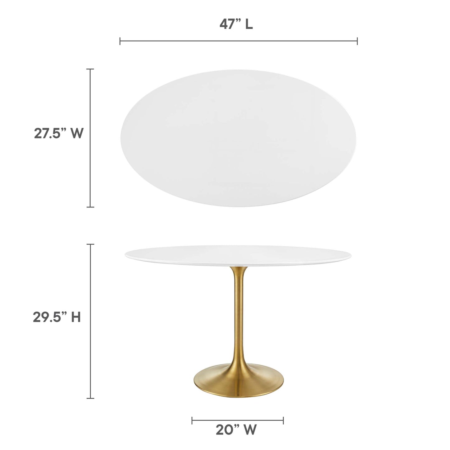 Modway - Lippa 48" Oval Wood Dining Table by Modway  Bar and Dining Bar and Dining Tables White - EEI-3215-GLD-WHI