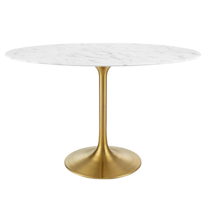 Modway - Lippa 48" Oval Faux Marble Dining Table by Modway  Bar and Dining Bar and Dining Tables White - EEI-3216-GLD-WHI
