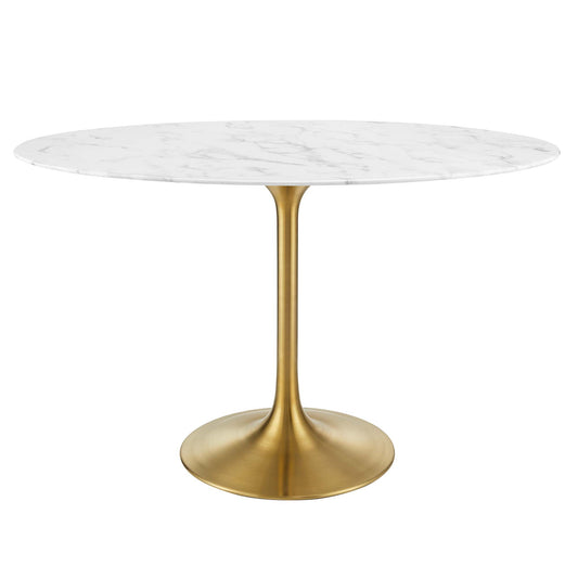 Modway - Lippa 48" Oval Faux Marble Dining Table by Modway  Bar and Dining Bar and Dining Tables White - EEI-3216-GLD-WHI