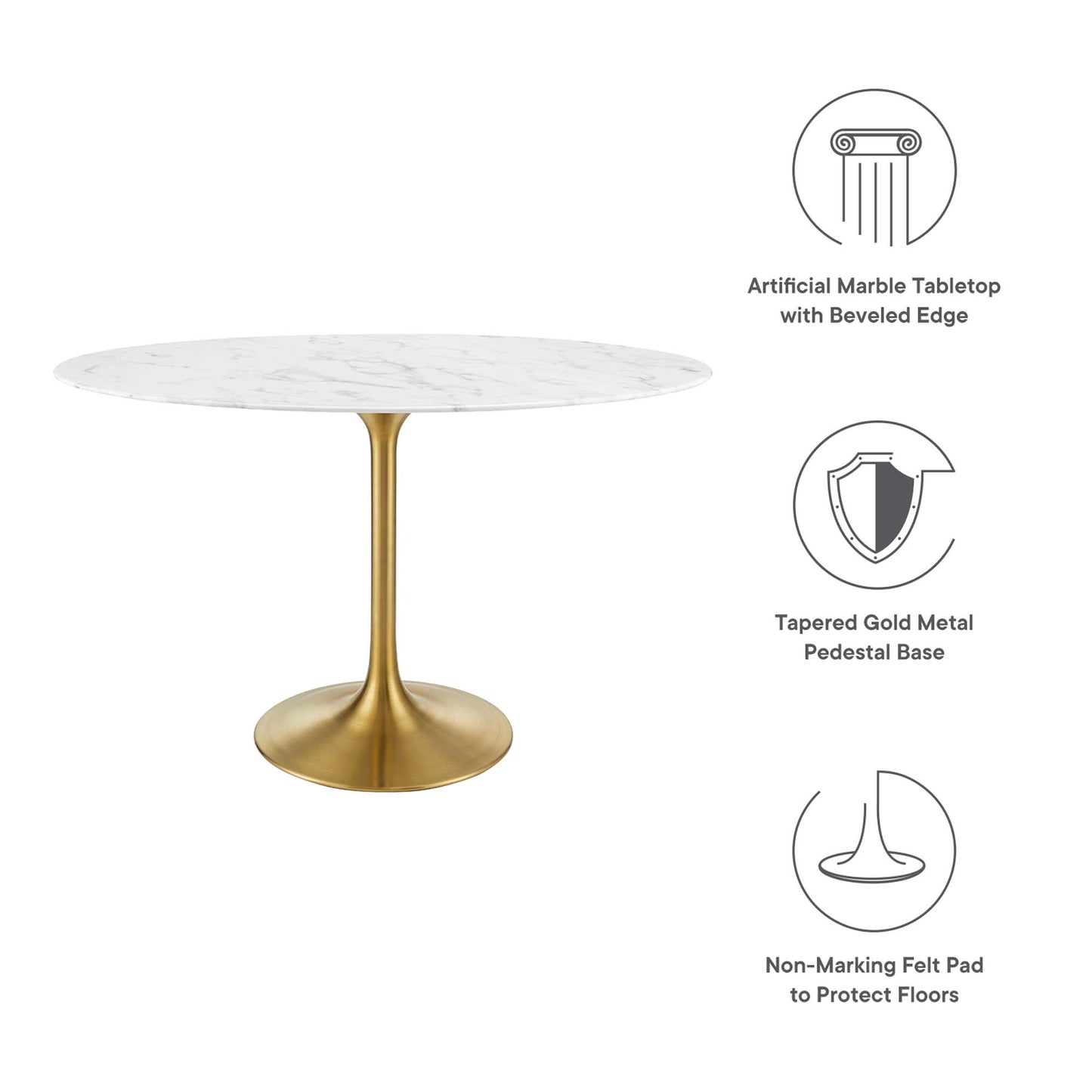 Modway - Lippa 48" Oval Faux Marble Dining Table by Modway  Bar and Dining Bar and Dining Tables White - EEI-3216-GLD-WHI