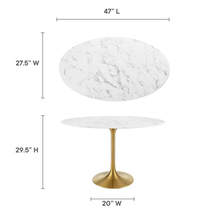 Modway - Lippa 48" Oval Faux Marble Dining Table by Modway  Bar and Dining Bar and Dining Tables White - EEI-3216-GLD-WHI