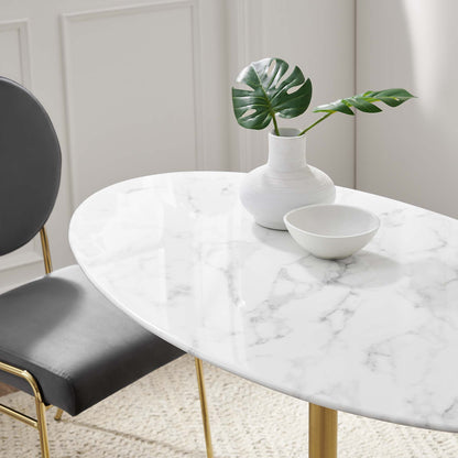 Modway - Lippa 48" Oval Faux Marble Dining Table by Modway  Bar and Dining Bar and Dining Tables White - EEI-3216-GLD-WHI