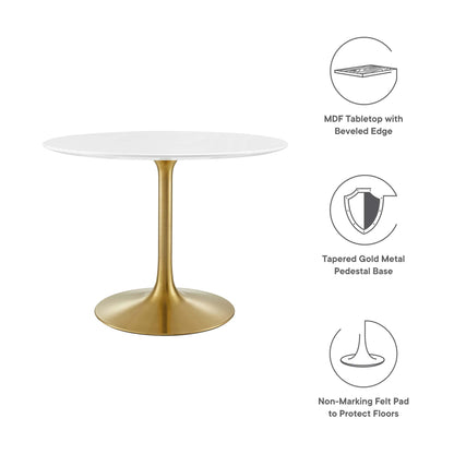 Modway - Lippa 40" Round Wood Dining Table by Modway  Bar and Dining Bar and Dining Tables White - EEI-3226-GLD-WHI