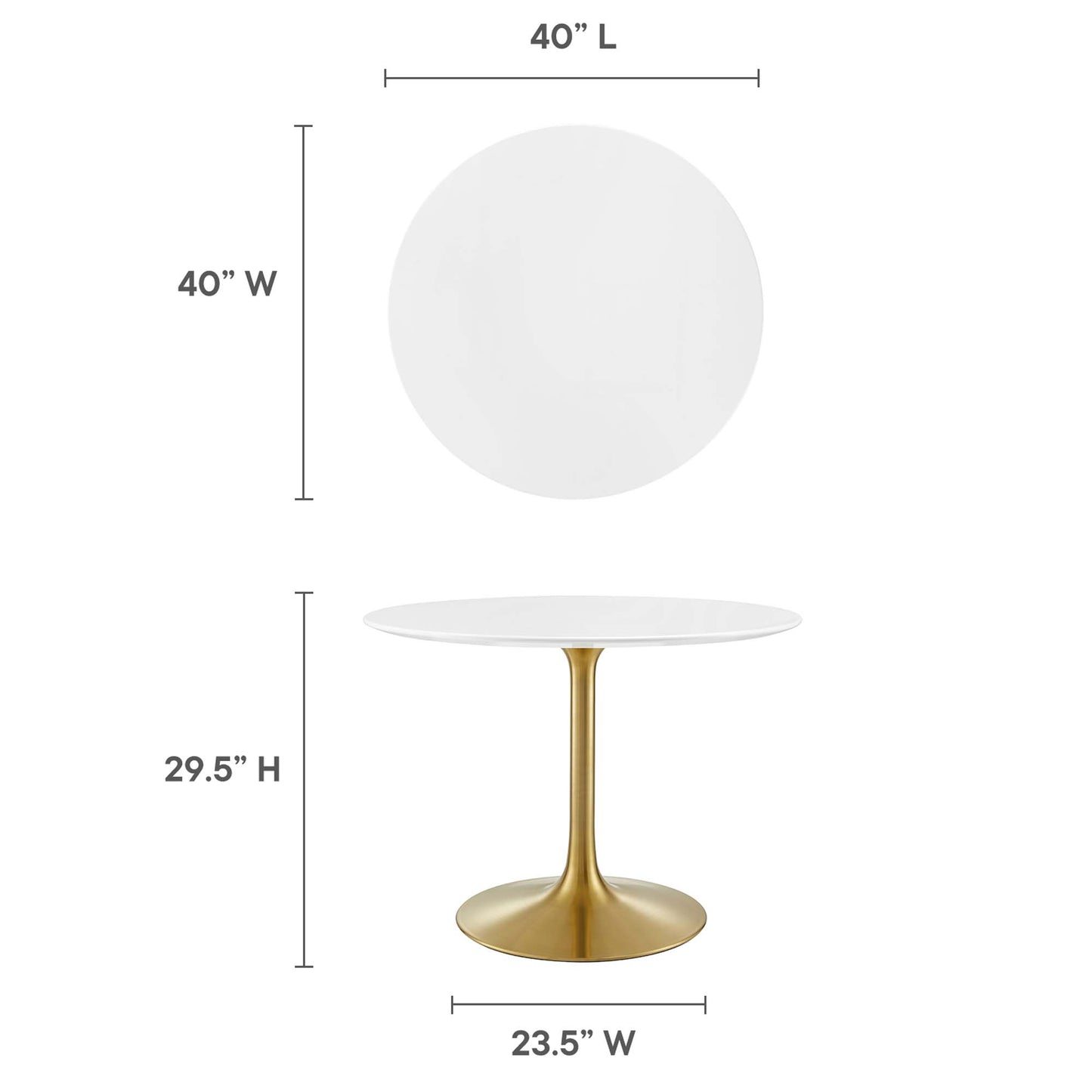 Modway - Lippa 40" Round Wood Dining Table by Modway  Bar and Dining Bar and Dining Tables White - EEI-3226-GLD-WHI