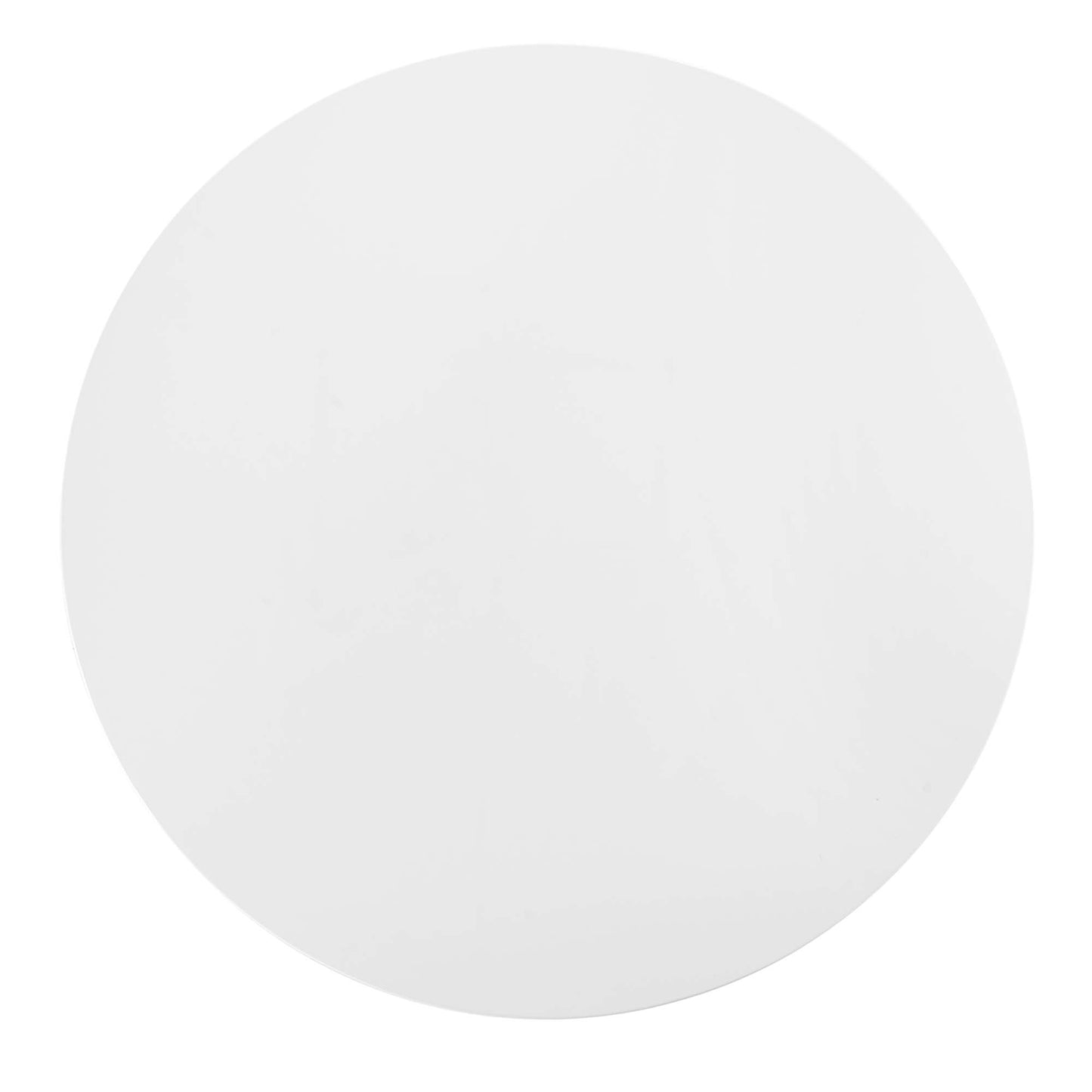 White round wood dining table, 54 inches in diameter, with a smooth matte finish.