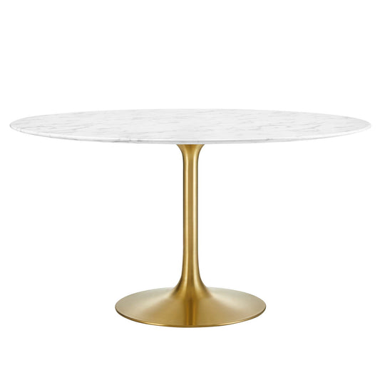 Modway - Lippa 54" Round Faux Marble Dining Table by Modway  Bar and Dining Bar and Dining Tables White - EEI-3233-GLD-WHI