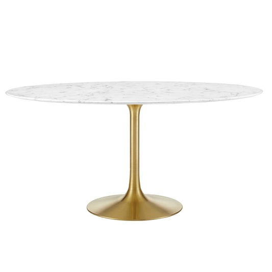 Modway - Lippa 60" Round Faux Marble Dining Table by Modway  Bar and Dining Bar and Dining Tables White - EEI-3234-GLD-WHI