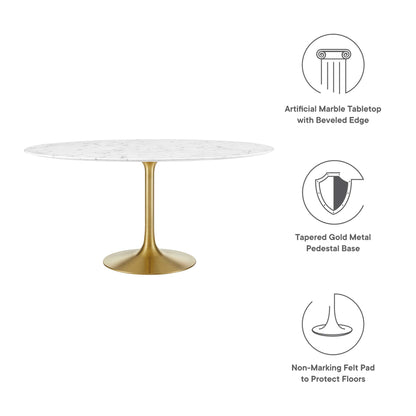 Modway - Lippa 60" Round Faux Marble Dining Table by Modway  Bar and Dining Bar and Dining Tables White - EEI-3234-GLD-WHI