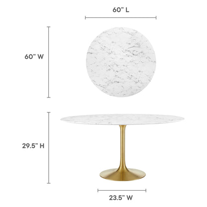 Modway - Lippa 60" Round Faux Marble Dining Table by Modway  Bar and Dining Bar and Dining Tables White - EEI-3234-GLD-WHI