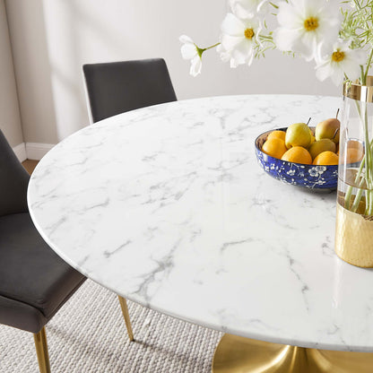 Modway - Lippa 60" Round Faux Marble Dining Table by Modway  Bar and Dining Bar and Dining Tables White - EEI-3234-GLD-WHI