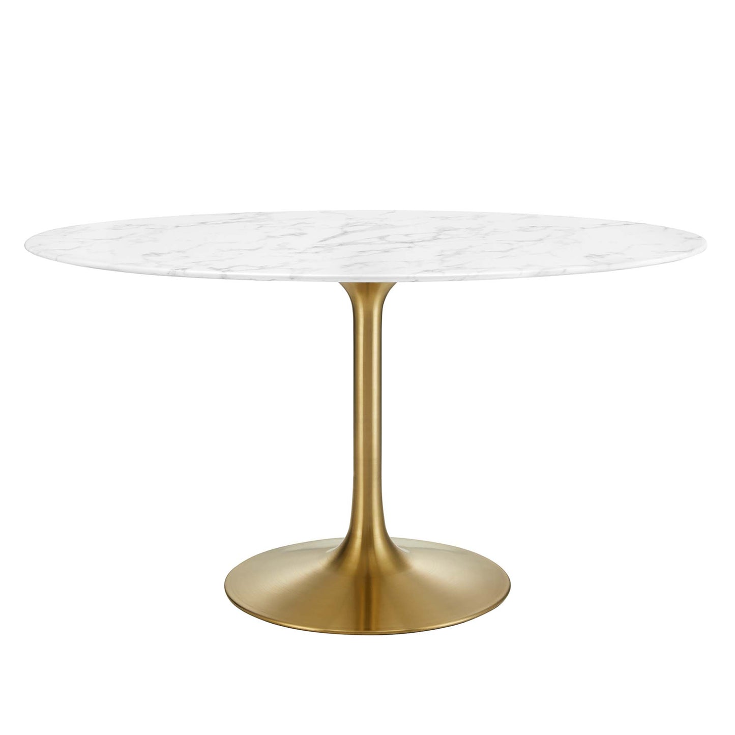 Modway - Lippa 54" Oval Faux Marble Dining Table by Modway  Bar and Dining Bar and Dining Tables White - EEI-3235-GLD-WHI