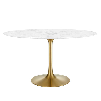 Modway - Lippa 54" Oval Faux Marble Dining Table by Modway  Bar and Dining Bar and Dining Tables White - EEI-3235-GLD-WHI