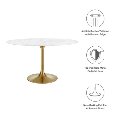 Modway - Lippa 54" Oval Faux Marble Dining Table by Modway  Bar and Dining Bar and Dining Tables White - EEI-3235-GLD-WHI