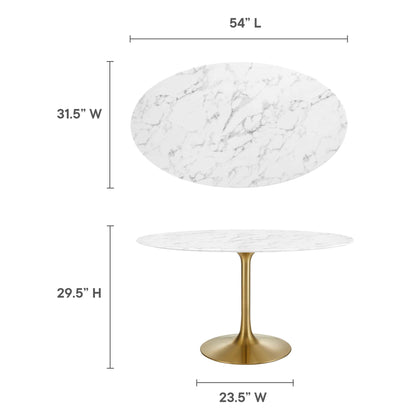 Modway - Lippa 54" Oval Faux Marble Dining Table by Modway  Bar and Dining Bar and Dining Tables White - EEI-3235-GLD-WHI