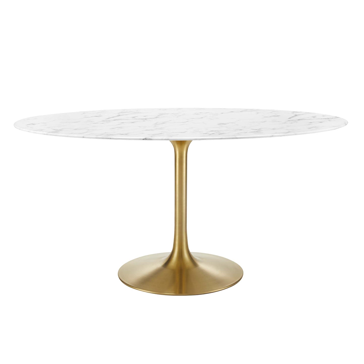 Modway - Lippa 60" Oval Faux Marble Dining Table by Modway  Bar and Dining Bar and Dining Tables White - EEI-3236-GLD-WHI