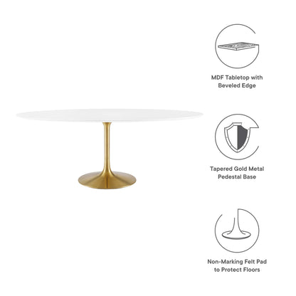 Modway Outlet Lippa 78" Oval Wood Dining Table by Modway  Bar and Dining Furniture Gold White - EEI-3255-GLD-WHI