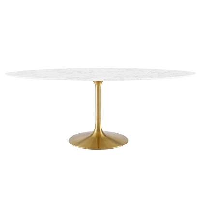 Modway Outlet Lippa 78" Oval Faux Marble Dining Table by Modway  Bar and Dining Furniture Gold White - EEI-3257-GLD-WHI