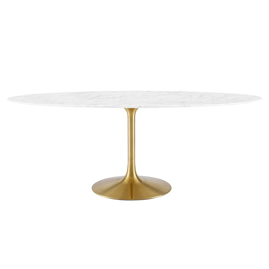 Modway Outlet Lippa 78" Oval Faux Marble Dining Table by Modway  Bar and Dining Furniture Gold White - EEI-3257-GLD-WHI