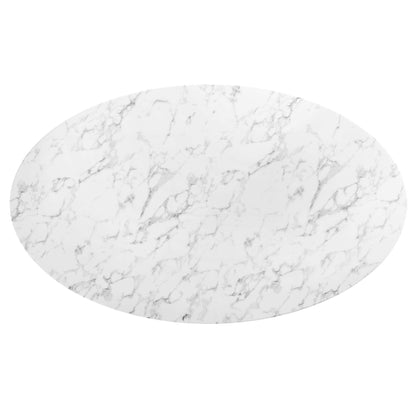 Modway Outlet Lippa 78" Oval Faux Marble Dining Table by Modway  Bar and Dining Furniture Gold White - EEI-3257-GLD-WHI