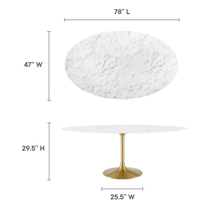 Modway Outlet Lippa 78" Oval Faux Marble Dining Table by Modway  Bar and Dining Furniture Gold White - EEI-3257-GLD-WHI