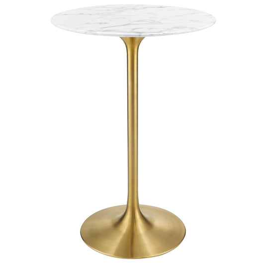 Modway - Lippa 28" Round Faux Marble Bar Table by Modway  Bar and Dining Bar and Dining Tables White - EEI-3264-GLD-WHI