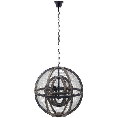 Modway Outlet Gravitate Globe Rustic Oak Wood Pendant Light Chandelier by Modway  Lighting Lighting  - EEI-3271