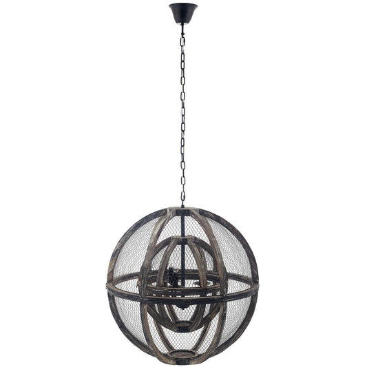 Modway Outlet Gravitate Globe Rustic Oak Wood Pendant Light Chandelier by Modway  Lighting Lighting  - EEI-3271
