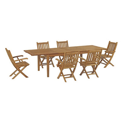 Modway - Marina 7 Piece Outdoor Patio Teak Dining Set by Modway  Outdoor Furniture Bar and Dining Brown - EEI-3280-NAT-SET