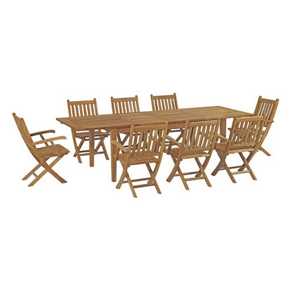 Modway - Marina 9 Piece Outdoor Patio Teak Dining Set by Modway  Outdoor Furniture Bar and Dining Brown - EEI-3281-NAT-SET