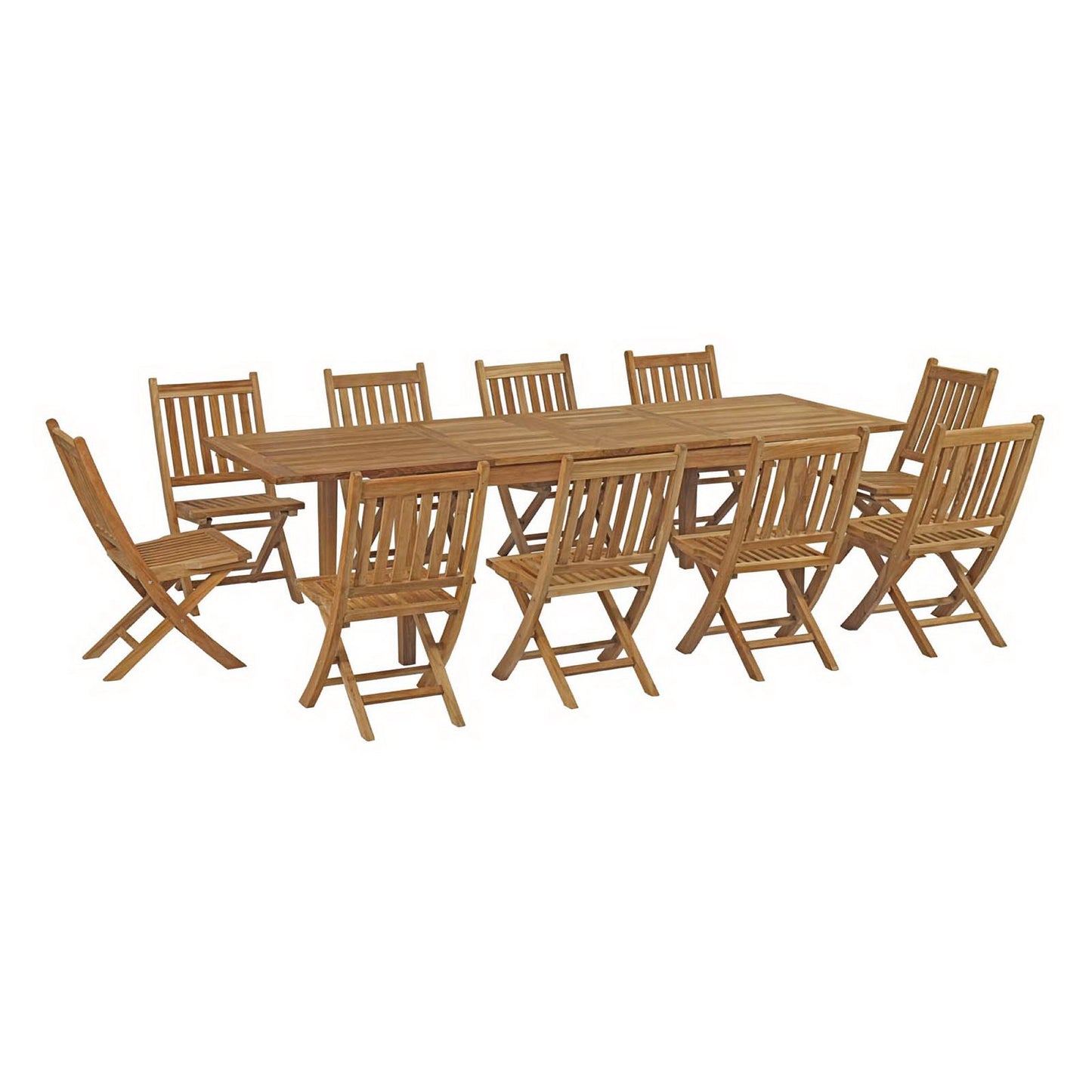 Modway - Marina 11 Piece Outdoor Patio Teak Dining Set by Modway  Outdoor Furniture Bar and Dining Brown - EEI-3284-NAT-SET