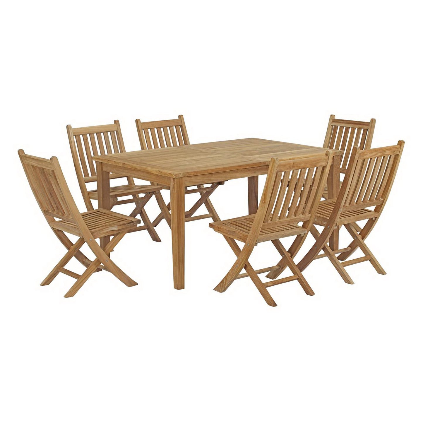 Modway - Marina 7 Piece Outdoor Patio Teak Dining Set by Modway  Outdoor Furniture Bar and Dining Brown - EEI-3290-NAT-SET