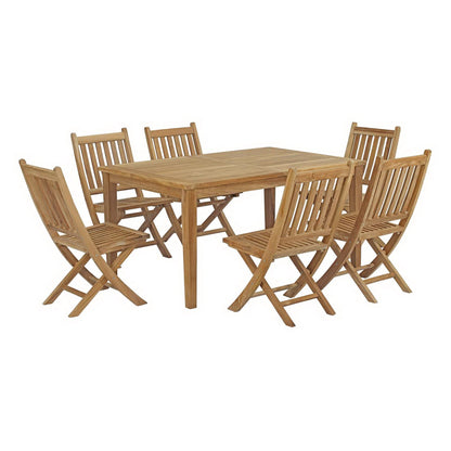 Modway - Marina 7 Piece Outdoor Patio Teak Dining Set by Modway  Outdoor Furniture Bar and Dining Brown - EEI-3290-NAT-SET
