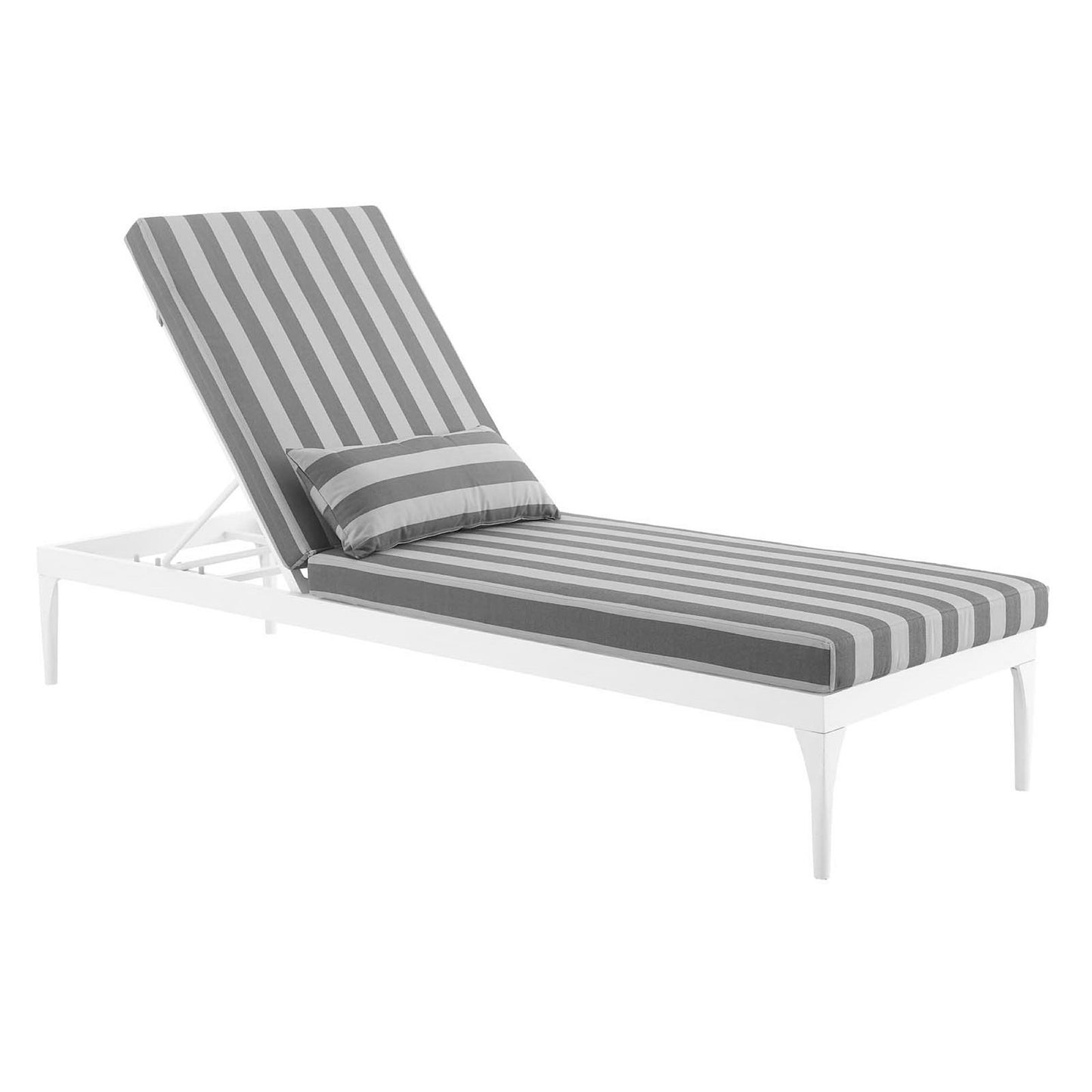 Modway Outlet Perspective Cushion Outdoor Patio Chaise Lounge Chair by Modway  Outdoor Furniture Furniture White Striped Gray - EEI-3301-WHI-STG