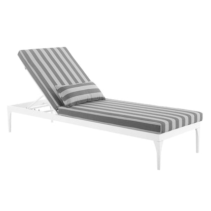 Modway Outlet Perspective Cushion Outdoor Patio Chaise Lounge Chair by Modway  Outdoor Furniture Furniture White Striped Gray - EEI-3301-WHI-STG