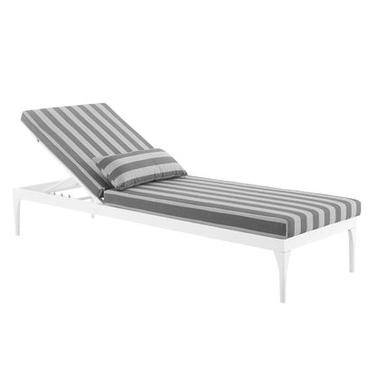 Modway Outlet Perspective Cushion Outdoor Patio Chaise Lounge Chair by Modway  Outdoor Furniture Furniture White Striped Gray - EEI-3301-WHI-STG