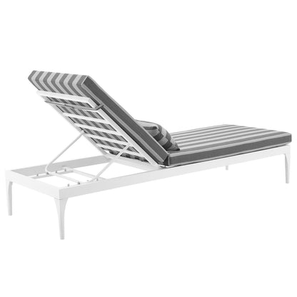 Modway Outlet Perspective Cushion Outdoor Patio Chaise Lounge Chair by Modway  Outdoor Furniture Furniture White Striped Gray - EEI-3301-WHI-STG