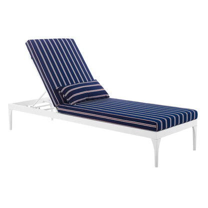 Modway Outlet Perspective Cushion Outdoor Patio Chaise Lounge Chair by Modway  Outdoor Furniture Furniture White Striped Navy - EEI-3301-WHI-STN
