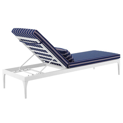 Modway Outlet Perspective Cushion Outdoor Patio Chaise Lounge Chair by Modway  Outdoor Furniture Furniture White Striped Navy - EEI-3301-WHI-STN
