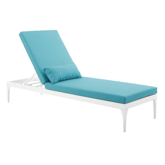 Modway Outlet Perspective Cushion Outdoor Patio Chaise Lounge Chair by Modway  Outdoor Furniture Furniture White Turquoise - EEI-3301-WHI-TRQ