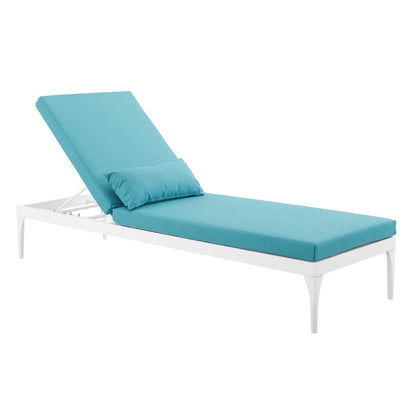Modway Outlet Perspective Cushion Outdoor Patio Chaise Lounge Chair by Modway  Outdoor Furniture Furniture White Turquoise - EEI-3301-WHI-TRQ