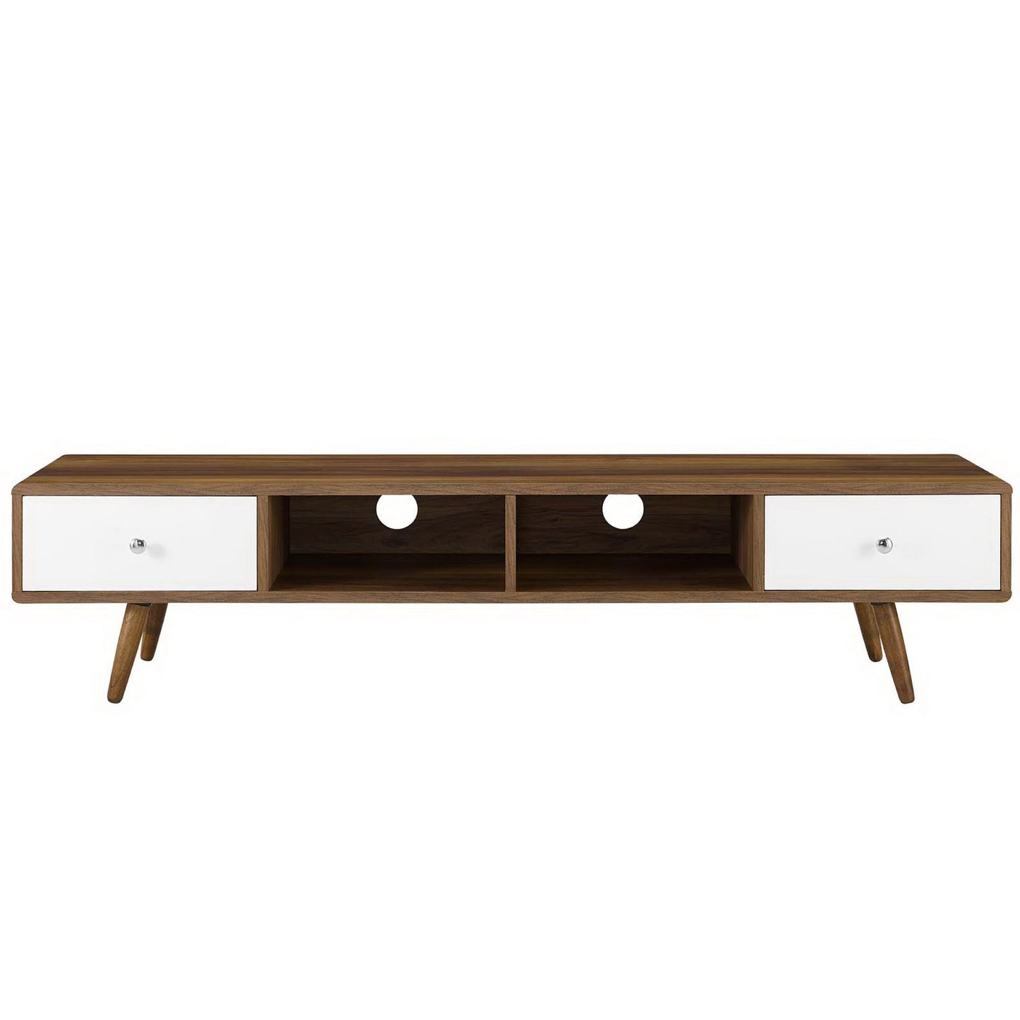 Modway Outlet Transmit 70" Media Console Wood TV Stand by Modway  Living Room Furniture Walnut White - EEI-3302-WAL-WHI