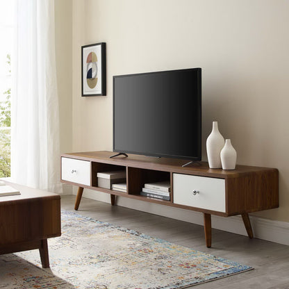 Modway Outlet Transmit 70" Media Console Wood TV Stand by Modway  Living Room Furniture Walnut White - EEI-3302-WAL-WHI