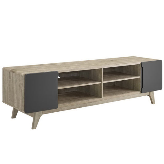 Modway Outlet Tread 70" Media Console TV Stand by Modway  Living Room Furniture Natural Gray - EEI-3306-NAT-GRY